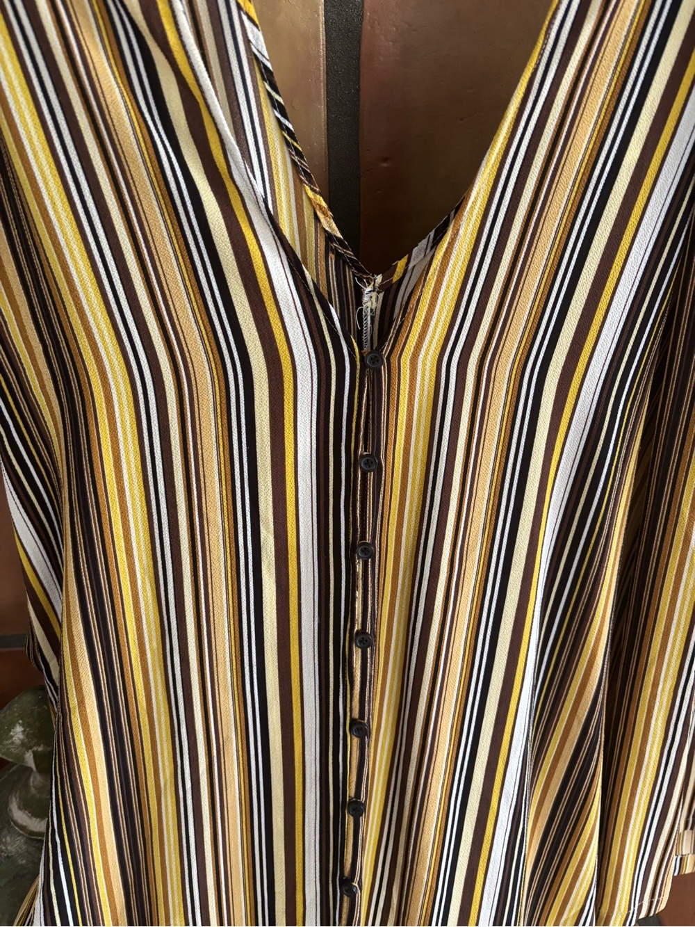 Jennafer Grace Yellow and brown Striped Caftan and wide leg pant set: Bohemian - Picture 7 of 9